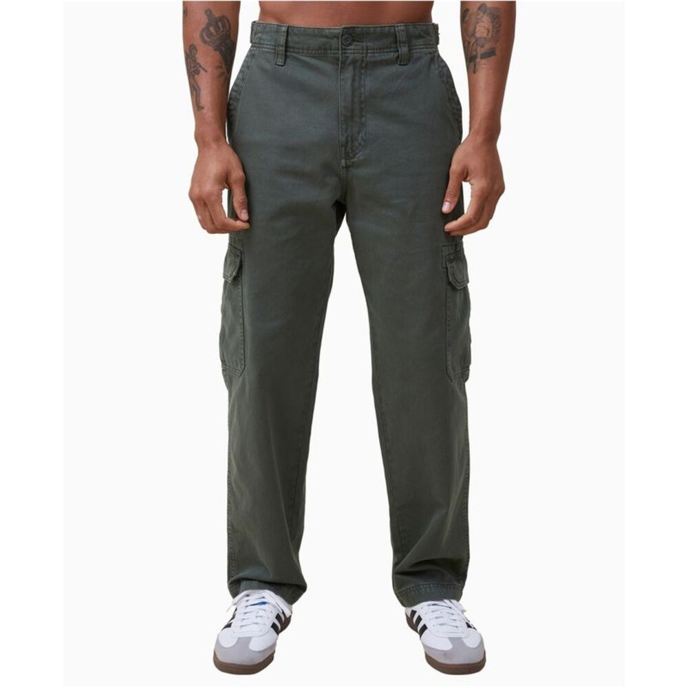 Cotton On Mens Tactical Straight Leg Relaxed Lounge Cargo Casual Pants, NWT